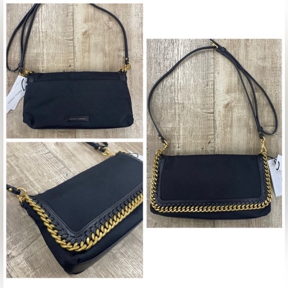 BLACK DATE NYLON CONVERTIBLE PURSE WITH ANTIQUE BRASS HARDWARE. NWT, 🖤. - Picture 4 of 7